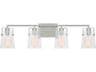 4-Light Bathroom Vanity Light Crofton Brushed Steel Clear Glass