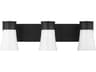3 Light Vanity Roy Midnight Black Milk Glass