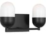 2 Light Bath Vanity Light Foster Midnight Black Milk Glass