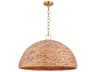 Cay 3-Light Extra Large Dome Pendant Burnished Brass Woven Grass