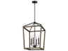 4-Light Lantern Chandelier Gannet Weathered Oak Antique Forged Iron