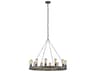 Avenir 12-Light Chandelier Weathered Oak Wood and Antique Forged Iron