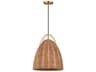 1-Light Pendant Norman Burnished Brass and Blonde Rattan
