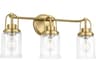 Anders 3 Light Satin Brass Bathroom Vanity Light with Clear Glass Shades