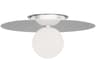 1 Light Flush Mount Ceiling Light Nodes Polished Nickel Milk Glass