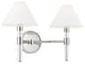 2 Light Vanity Light Robert Polished Nickel White Paper Shades