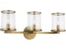3 Light Bathroom Vanity Light Reynolds Time Worn Brass Clear Glass
