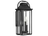 Wellsworth Outdoor Wall Sconce Textured Black Clear Glass