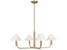4 Light Chandelier Colfax Burnished Brass White Linen Shades
