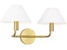 2 Light Wall Sconce Colfax Burnished Brass White Linen