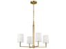 4 Light Chandelier Danica Burnished Brass White Linen