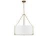 3-Light Drum Pendant Bergen Burnished Brass White Linen