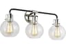 Clara 3 Light Vanity Light Polished Nickel Textured Black
