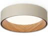 Duo 1-Light American Walnut Cream Off White Round Flush Mount