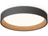Duo 1-Light American Walnut Graphite Black Round Flush Mount