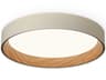 Duo 1-Light American Walnut Cream Off White Round Flush Mount