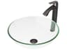 Crystalline Iridescent 17" Round Vessel Bathroom Sink with Antique Rubbed Bronze 1-Lever Linus Faucet and Drain