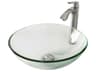 Crystalline Iridescent 17" Round Vessel Bathroom Sink with Brushed Nickel 1-Lever Linus Faucet and Drain