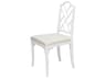Bamboo Wood White Upholstered Side Dining Chair
