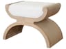 Cerused Oak Beige Upholstered Accent Stool