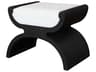 Dark Espresso Oak Black Upholstered Accent Stool