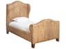 Brown Rattan Wood Twin Platform Bed