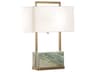 Paris Natural Green Antique Brass Off White Linen Buffet Lamp