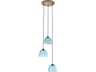 3-Light Aqua Antique Brass Blue Dome Pendant