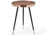 Meli Round Wood Brown Rose Gold Black End Table
