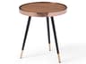 Meli Round Wood Brown Rose Gold Black End Table