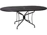 Wrought Iron Mesh Oval 8-Spoke Patio Dining Table with Umbrella Hole