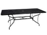 Wrought Iron Mesh Rectangular 8-Spoke Outdoor Dining Table with Umbrella Hole