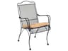 Tucson Mesh Wrought Iron High Back Patio Dining Arm Chair with Cushion