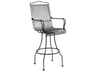 Tucson Mesh Wrought Iron Swivel Outdoor Patio Bar Stool with Cushion