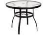 Aluminum Deluxe Round Obscure Glass Top Table with Umbrella Hole