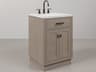 Chestnut Single Sink Carrara White Marble Countertop Bath Vanity In Grey Oak with Oil Rubbed Bronze Hardware and Gooseneck Faucet