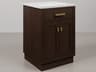 Chestnut  Single Sink Carrara White Marble Countertop Bath Vanity In Brown Oak with Satin Gold Hardware