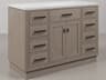 Chestnut Single Sink Carrara White Marble Countertop Bath Vanity In Grey Oak with Oil Rubbed Bronze Hardware