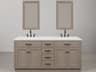 Chestnut Double Sink Carrara White Marble Countertop Bath Vanity In Grey Oak with Oil Rubbed Bronze Hardware, Gooseneck Faucet and Rectangular Mirror (S)