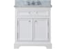 Derby Single Sink Carrara White Marble Countertop Bath Vanity In Pure White with Chrome Classic Faucet
