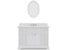 Derby Single Sink Carrara White Marble Countertop Bath Vanity In Pure White with Chrome Classic Faucet and Oval Mirror (S)
