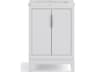 Elizabeth Single Sink Carrara White Marble Countertop Bath Vanity In Pure White with Brushed Silver Hardware