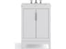 Elizabeth Single Sink Carrara White Marble Countertop Bath Vanity In Pure White With Brushed Silver Hardware and Chrome Classic Faucet