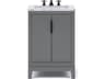 Elizabeth Single Sink Carrara White Marble Vanity In Cashmere Grey  With Faucet