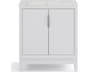 Elizabeth Single Sink Carrara White Marble Countertop Bath Vanity In Pure White with Brushed Silver Hardware
