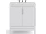 Elizabeth Single Sink Carrara White Marble Countertop Bath Vanity In Pure White With Brushed Silver Hardware and Chrome Classic Faucet