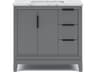 Elizabeth Single Sink Carrara White Marble Countertop Bath Vanity In Cashmere Grey with Bronze Hardware