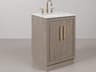 Hugo Vanity in Grey Oak with Satin Gold Hardware and Gooseneck Faucet