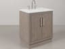 Hugo Vanity in Grey Oak with Chrome Hardware and Gooseneck Faucet
