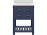 Madalyn Single Sink Carrara White Marble Countertop Bath Vanity in Monarch Blue